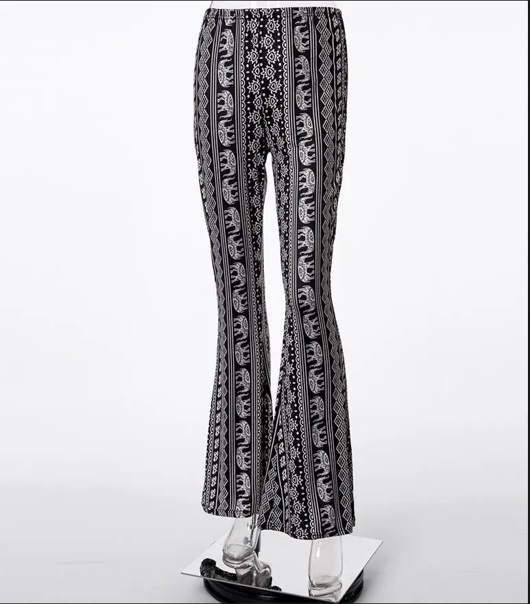 Boho расклешенные брюки для женщин богемные Модные свободные длинные штаны с