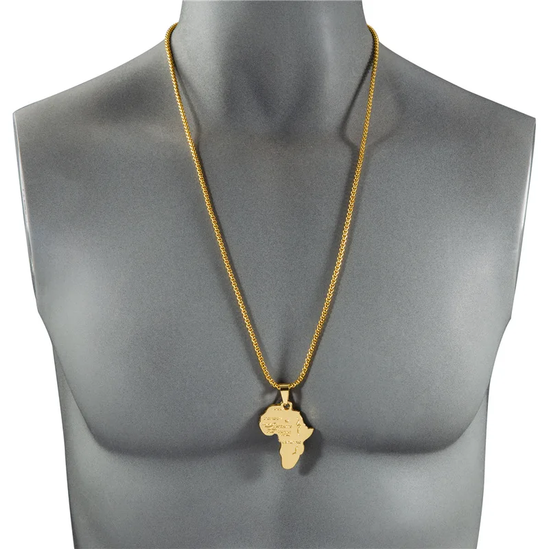 Ожерелье с подвеской в виде карты Африки для мужчин и женщин украшение покрытием
