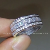 sz5 11 fashion jewelry 10kt white gold filled white 5a cubic zirconia simulated stones engagement wedding women ring gift