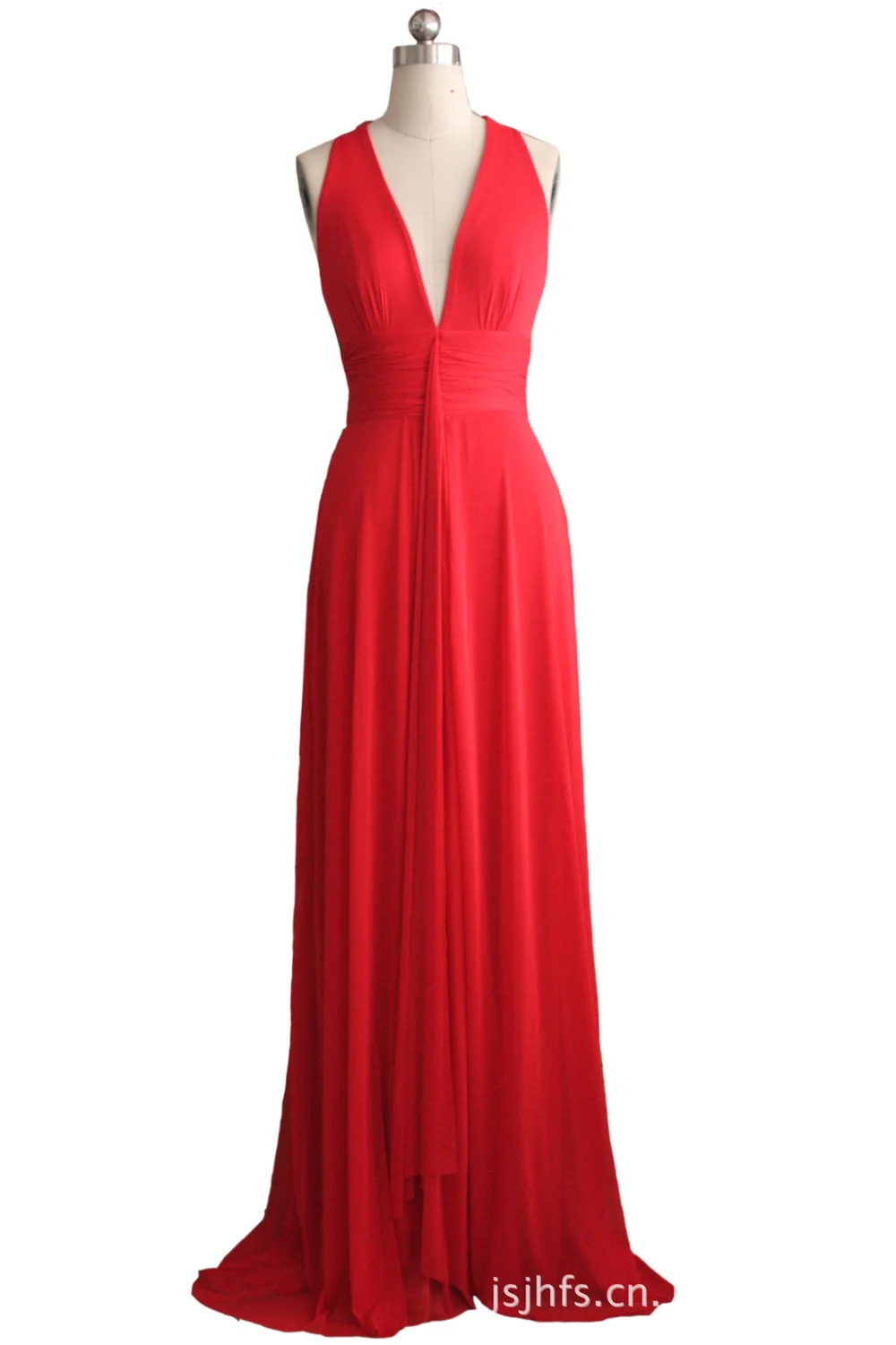 CK126 Slim European and American stars with deep V long paragraph trailing shoulder bridesmaid dress dinner | Свадьбы и торжества