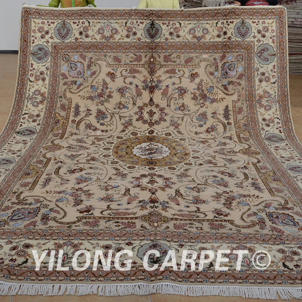 Yilong 9 'x 12' ручной работы иранский ковёр из шелка и шерсти Изысканный тонкий