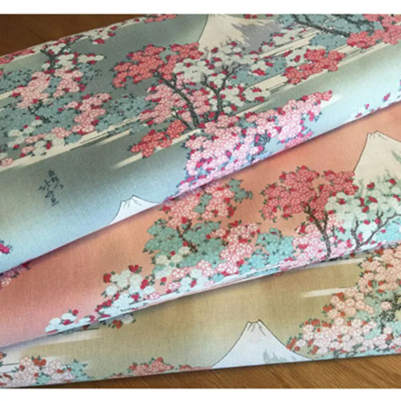 100x140 см японская винтажная стильная ткань для платьев Fuji Cherry Blossom|Ткань| |