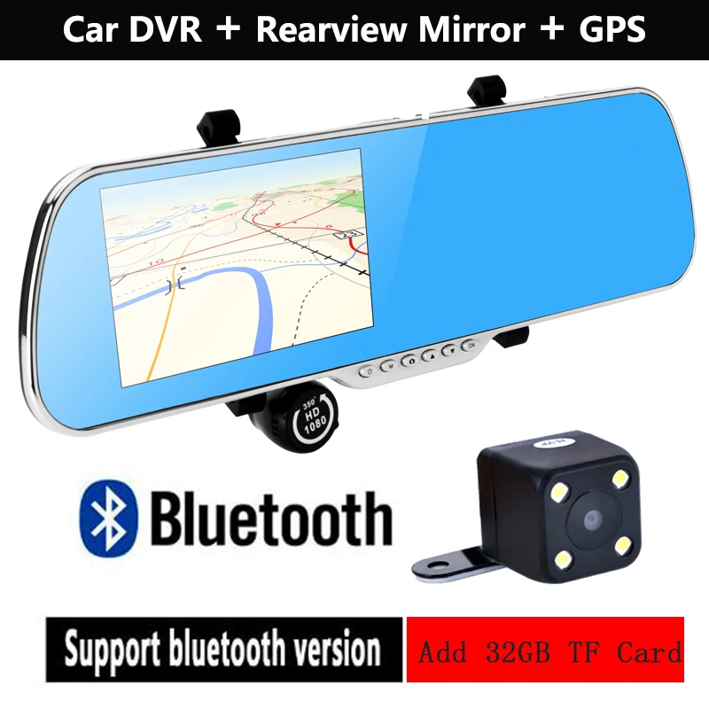 5 дюймов ips Автомобильный gps навигатор 8 Гб DVR зеркало заднего вида Android 4 двойная