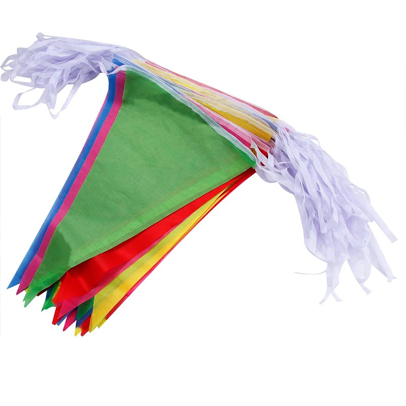 

Bunting Banner 164 Feet Multicolor Nylon Pennant Flag Banner 100 Flags for Wedding Birthday Party Decoration Supplies XH8Z