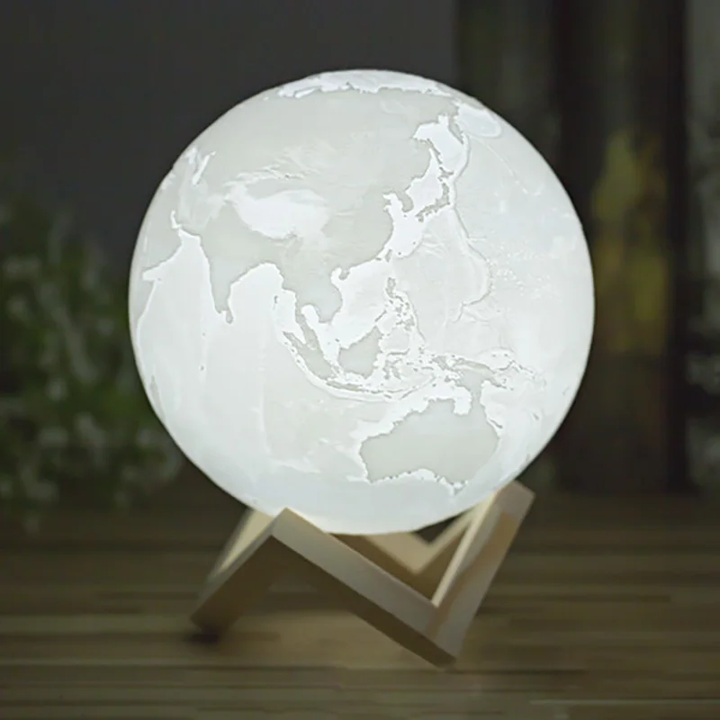 TZ 3D Print Earth Lamp Night Light Modern LED Creativity Bedroom Living Room Restaurant Dimmable Touch Sensor USB Operated Gift | Лампы и