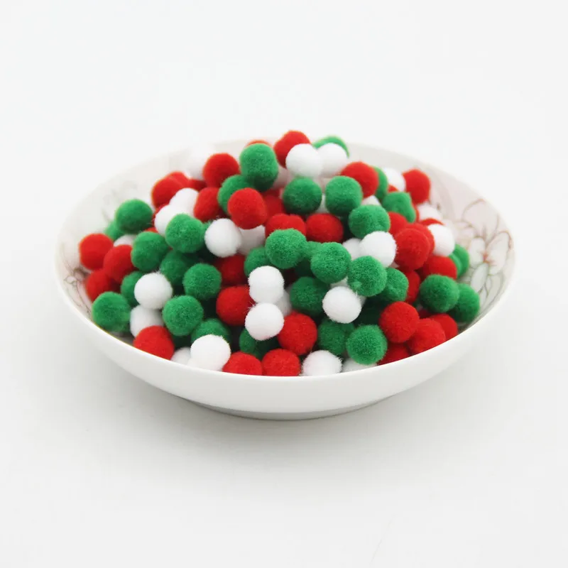 green red 8 мм, 600 шт./лот, разноцветные мягкие пушистые Помпоны, меховые шарики, сделай сам, для детей, игрушки, аксессуары, швейные принадлежности, ремесло - Цвет: green red