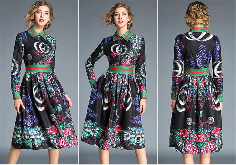 Модные осенние повседневные свободные женские платья до середины икры с длинным