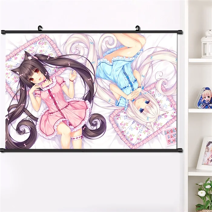 P Аниме NEKOPARA Chocolat ванильный Azuki кокосовый настенный Свиток Плакат манга настенные подвесные плакаты модное украшение дома 40*60 см - Цвет: P
