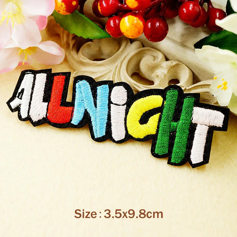 Крутые вышитые нашивки ALLNIGHT HEY LOVE аппликация для шитья термоклейкая нашивка