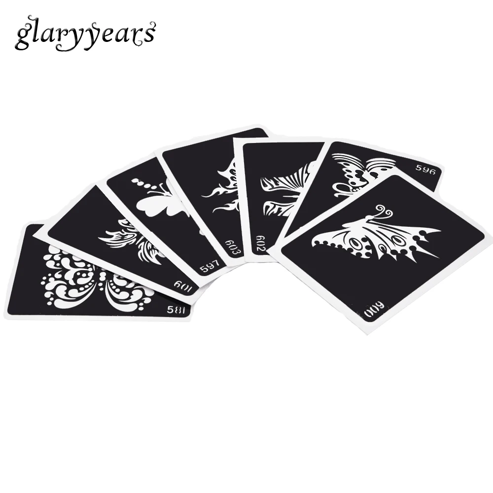 Трафарет татуировки для женщин 7 шт. полый дизайн бабочки маленький хна сделай