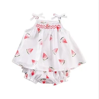 2pcs kids baby girl newborn watermelon sleeveless strap shirt topslace pants outfit cute infant girls clothes set