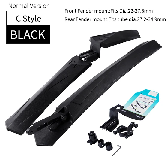 C Normal Black WEST BIKING быстросъемные крылья для горного велосипеда 2 шт. переднее заднее Велосипедное крыло 24 26 27,5 29 дюймов MTB Велосипедное крыло - Цвет: C Normal Black