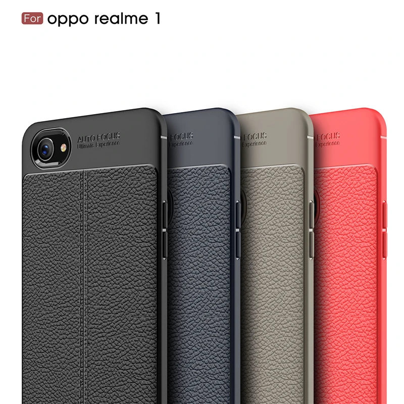 OPPO Realme1 чехол силиконовый для Coque Fundas Роскошный кожаный с текстурой личи телефона