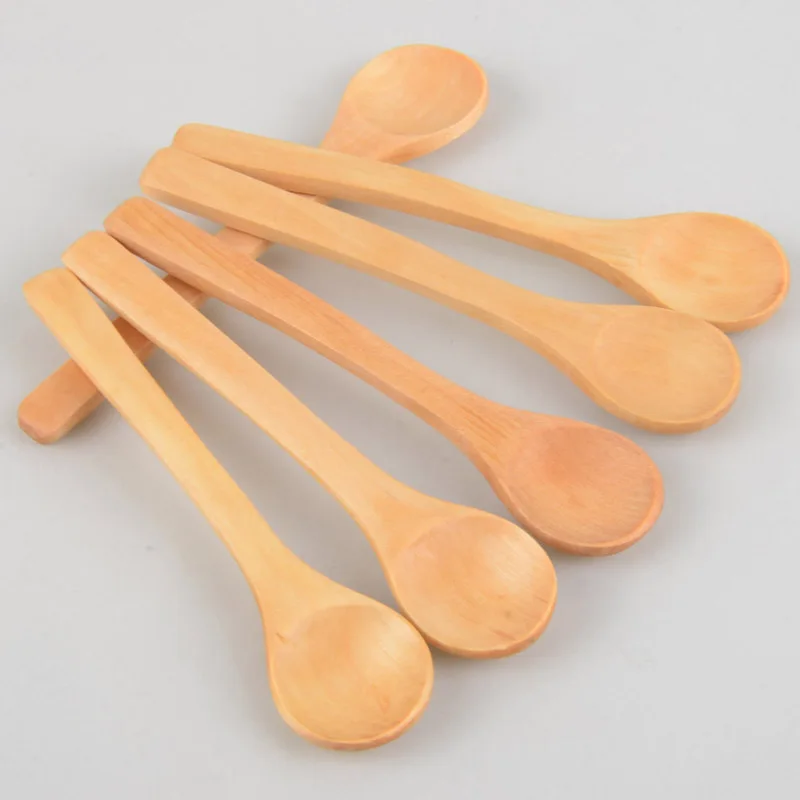 6 Pcs/Lot Kids Baby Milk Food Porridge Feeding Mini Wooden Spoon Teaspoon Condiment Utensil Ice Cream Spoon Tableware Tool