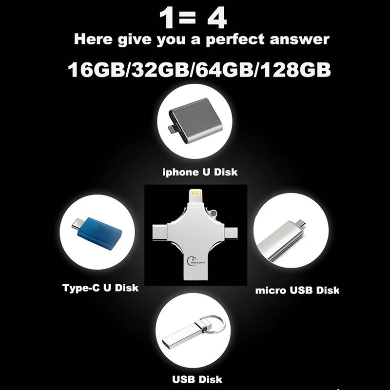 4in1 USB Flash 32 GB флешки зашифрованные Memory Stick 16 gb 64 ГБ с поддержкой otg typec Micro usb памяти