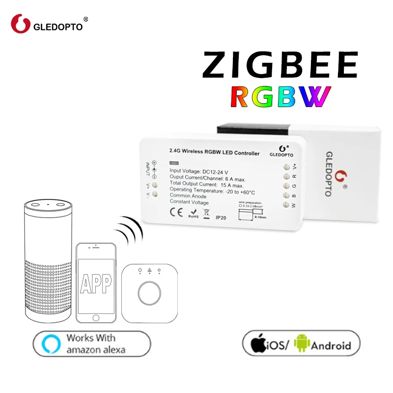 G светодиодный контроллер OPTO ZIGBEE zll RGBW светодиодный контроллер rgb диммер умное управление приложением работа с ZigBee3.0 и многими шлюзами