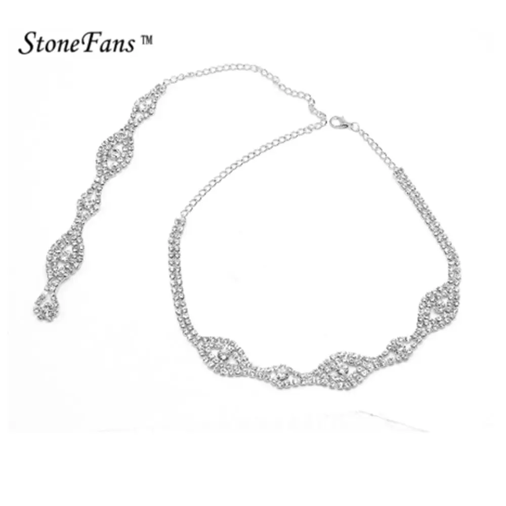 Стразы для свадебных торжеств StoneFans цепочка-задник женщин Хрустальная цепочка