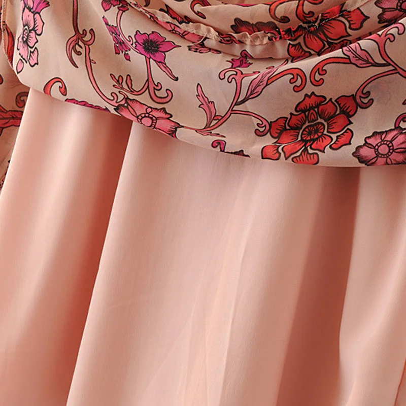 2017 богемное шифоновое летняя обувь на шнуровке Для женщин платья Цветочный принт