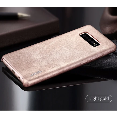 Для samsung Galaxy S10 S10 Plus, оболочка x-уровня, Ретро кожа, Мягкий защитный чехол для Galaxy Note 10 Plus, чехол для бизнеса - Цвет: Золотой