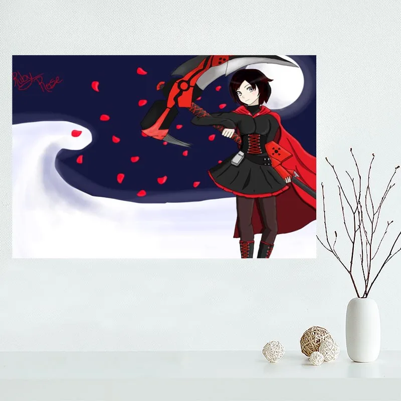 Новое поступление на заказ RWBY холст картина плакат Домашняя Декоративная скатерть шелковая ткань настенное Искусство Плакат для гостиной - Цвет: Коричневый