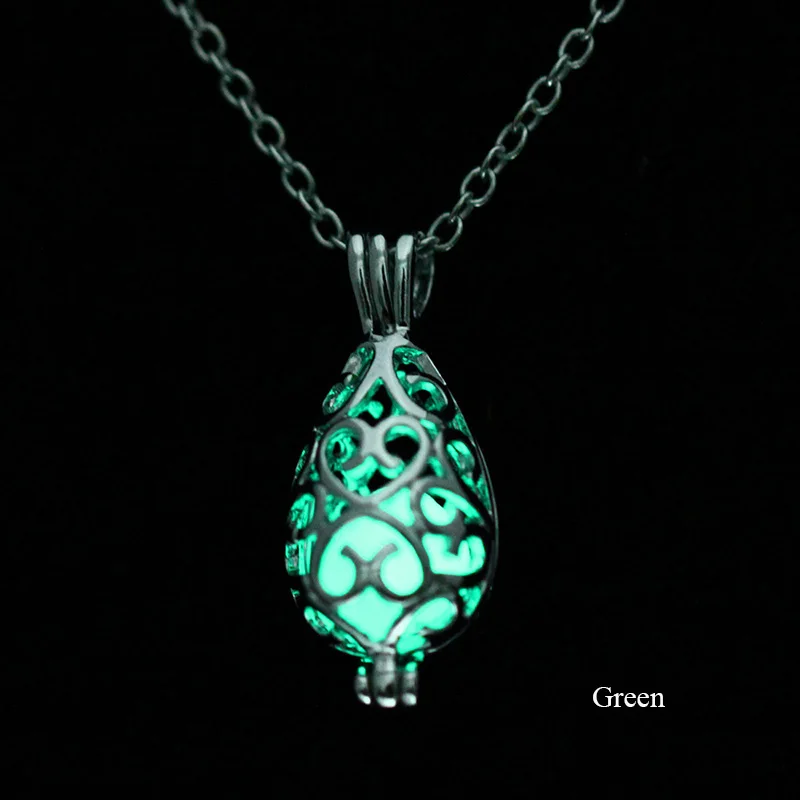 Стимпанк сказочное ожерелье в виде капли воды светится темноте #84437 | Украшения и