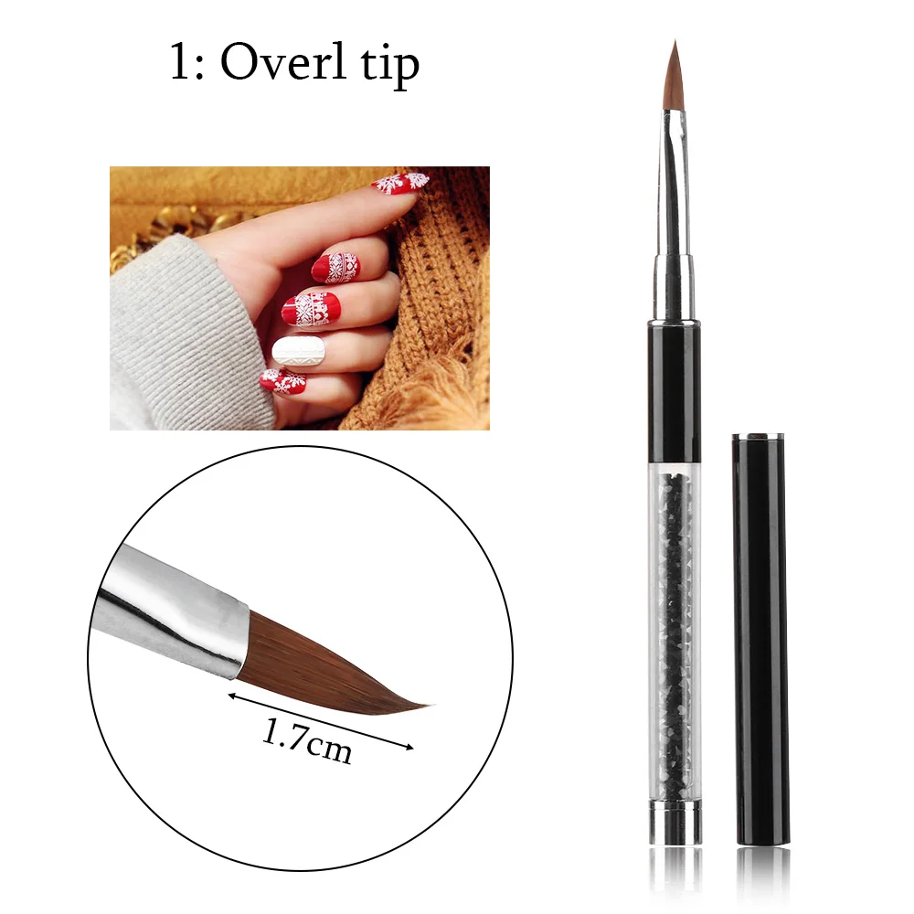 5 стилей дизайн ногтей ручка с кисточкой стразы Кристальный Металл акриловая