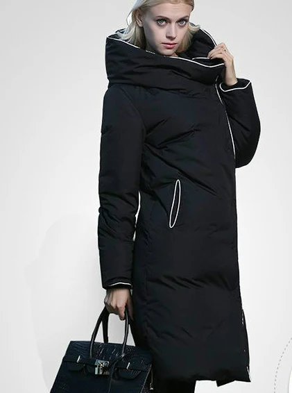 Женская длинная куртка на утином пуху черная или белая парка макси с одеялом