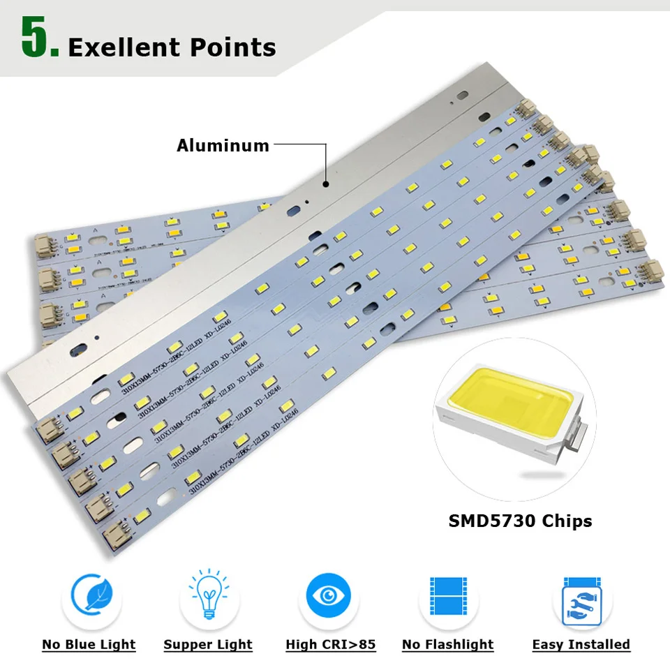 $9.29 LED PCB 4Wx2 6Wx2 8Wx2 3 Color Changable Bar Strip SMD5730 Aluminum Base Plate Ceiling Light Replace Tube Lamp Retrofit Sources