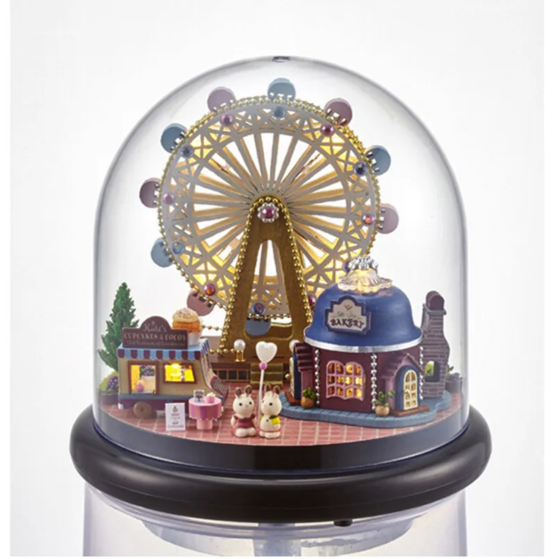 DIY деревянная кукла дом миниатюрная кукольная мебель пластиковый пыльник