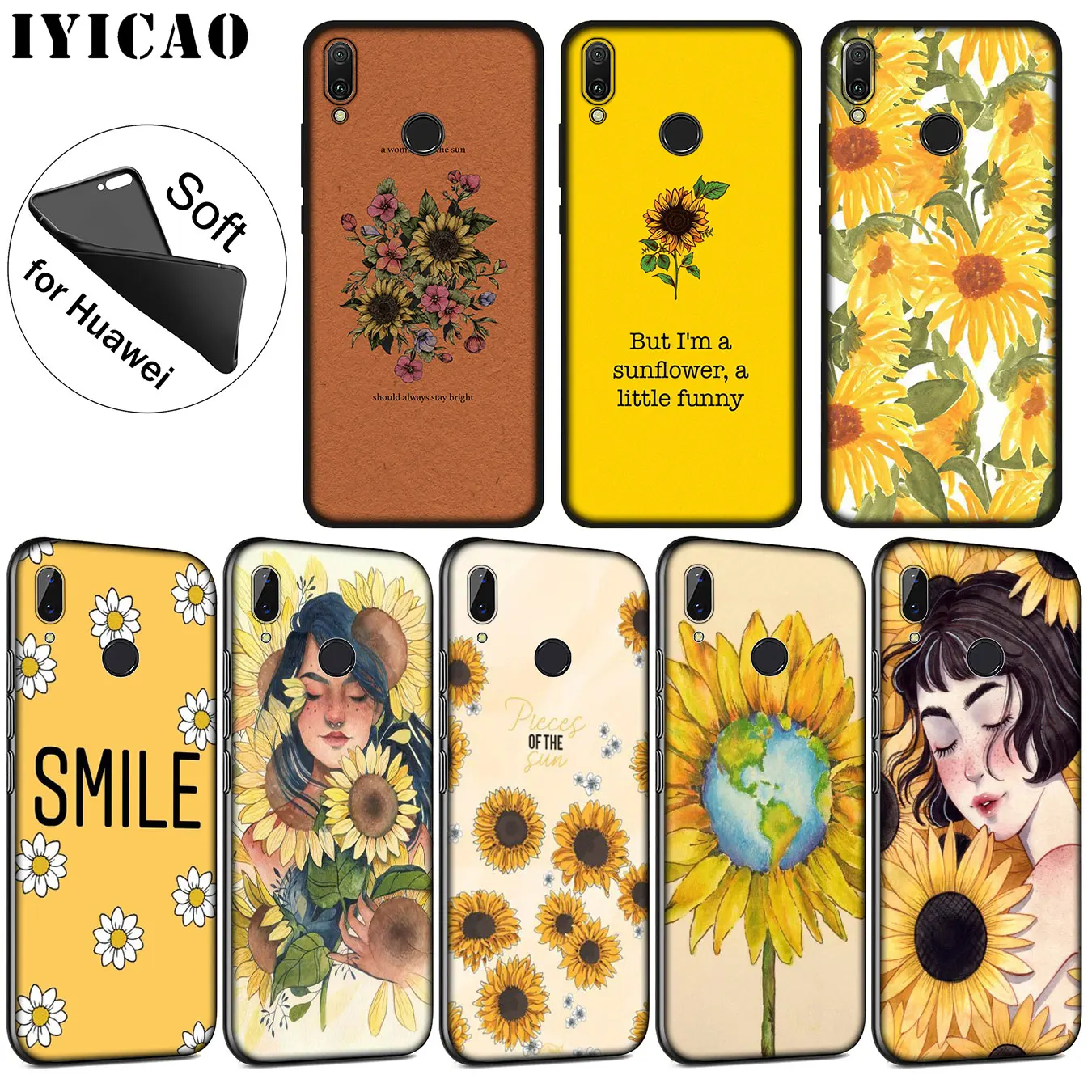 IYICAO популярный цветной мягкий чехол с цветами для Huawei P30 P20 Pro P10 P9 P8 Lite Mini 2017 2016 2015 P