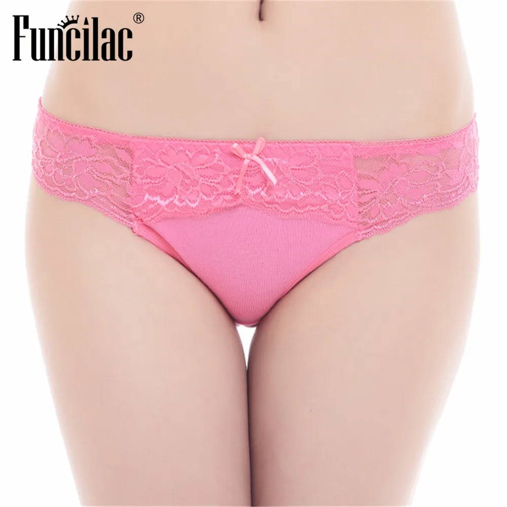 FUNCILAC Нижнее белье женские хлопковые бесшовные трусики кружевные сексуальные