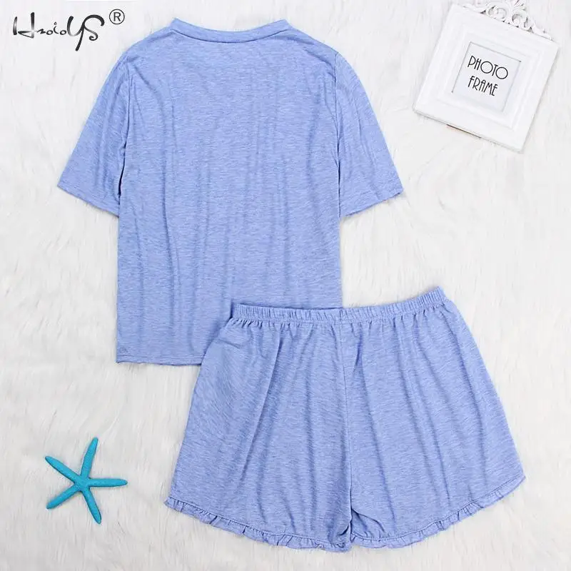 Круглая Ночная Пижама с горловиной, топ с рисунком кота и шорты в горошек, пижамный комплект, новая женская одежда с коротким рукавом, повседневный пижамный комплект
