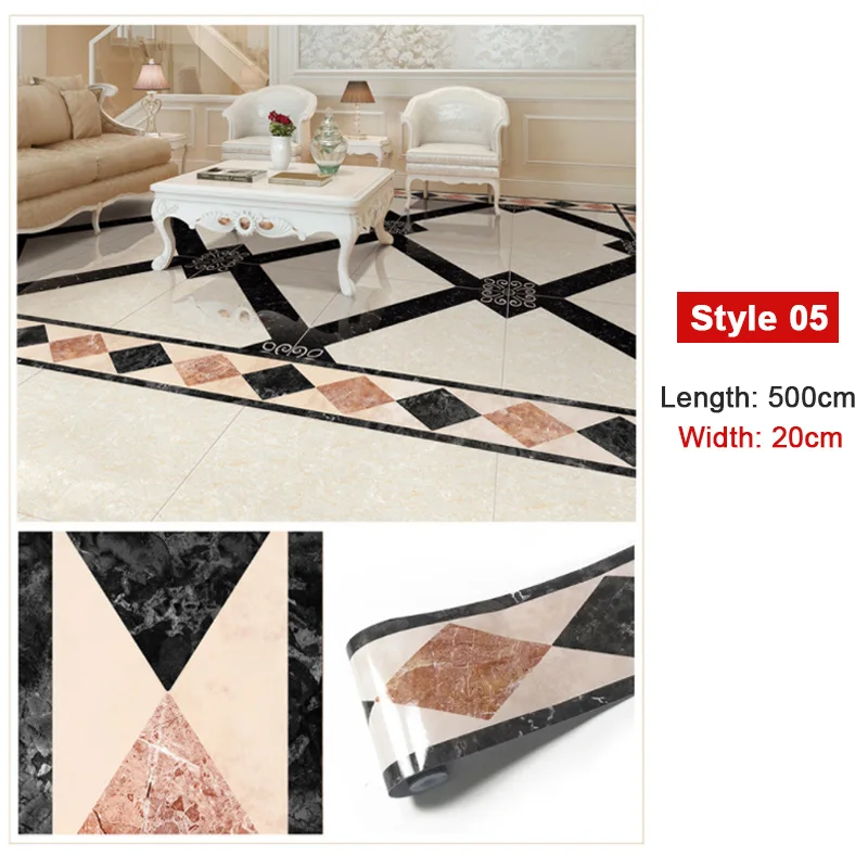 style 05-20cm 500 см плинтус плитка наклейки водонепроницаемый самоклеющиеся пол лента линия гостиная мраморный узор волновод линия угловая линия - Цвет: style 05-20cm