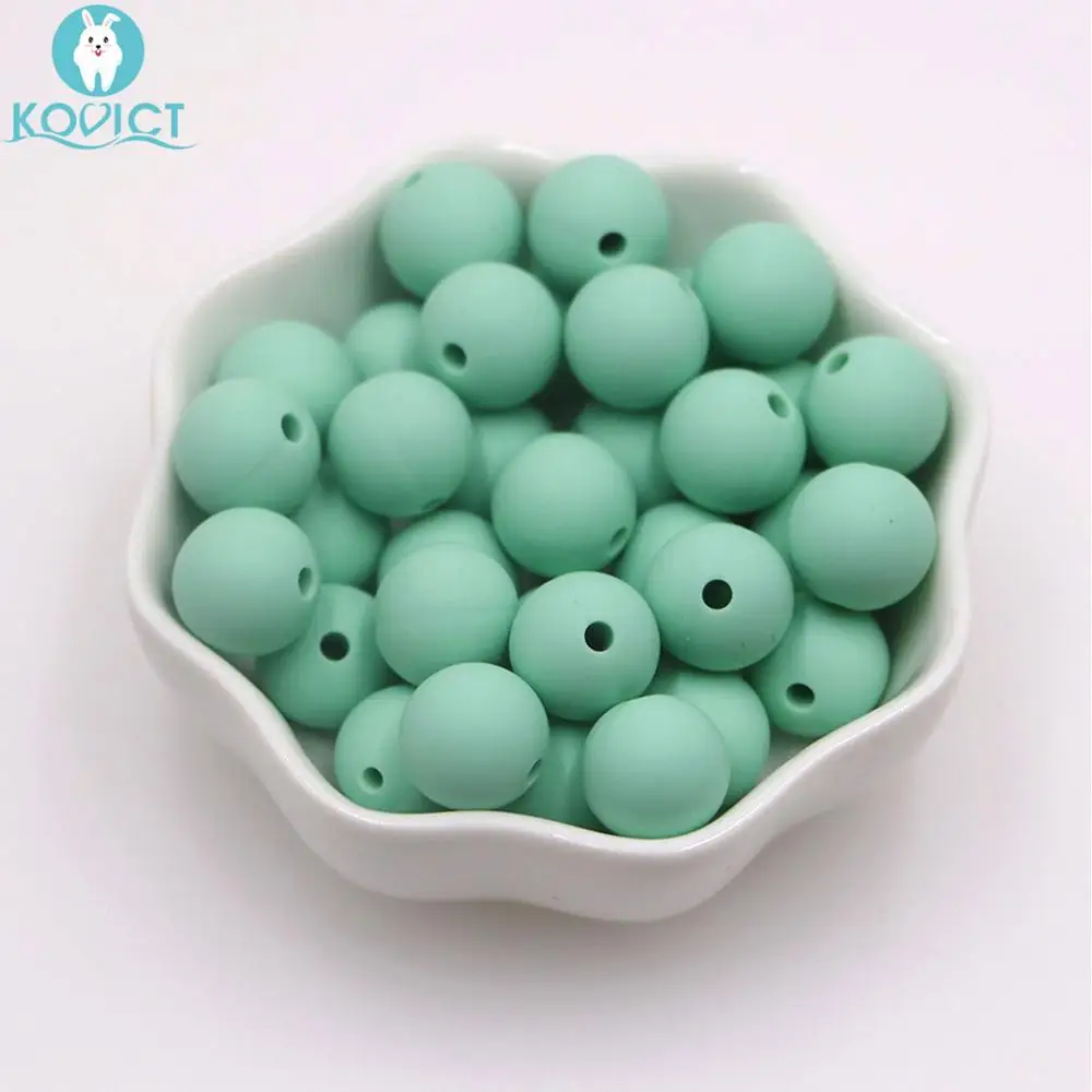 NO.12 mint green Kovict 12 мм 10 шт Силиконовые Круглые бусины bpa бесплатно детские игрушки для прорезывания зубов DIY цепочка для соски силиконовый Прорезыватель для зубов из бусин для ожерелья - Цвет: NO.12 mint green