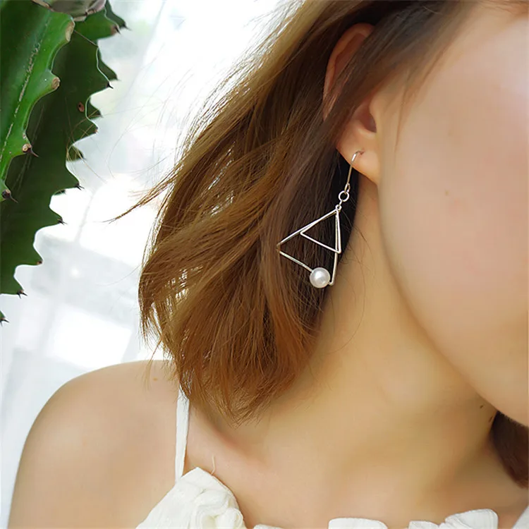 Простой Винтаж золото Треугольники Серьги с жемчугом|earrings earring|earrings goldearrings gold simple