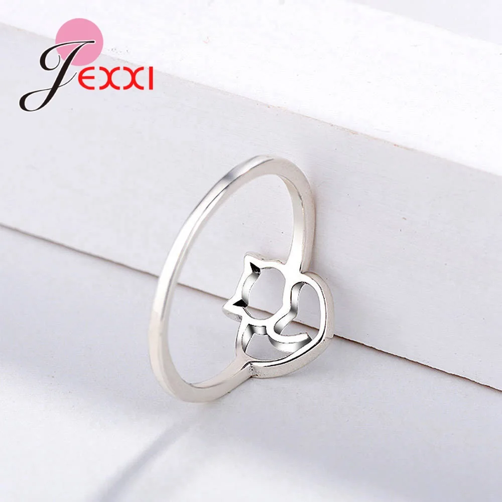 Блестящие милые женские кольца на палец из стерлингового серебра 925 пробы с милым