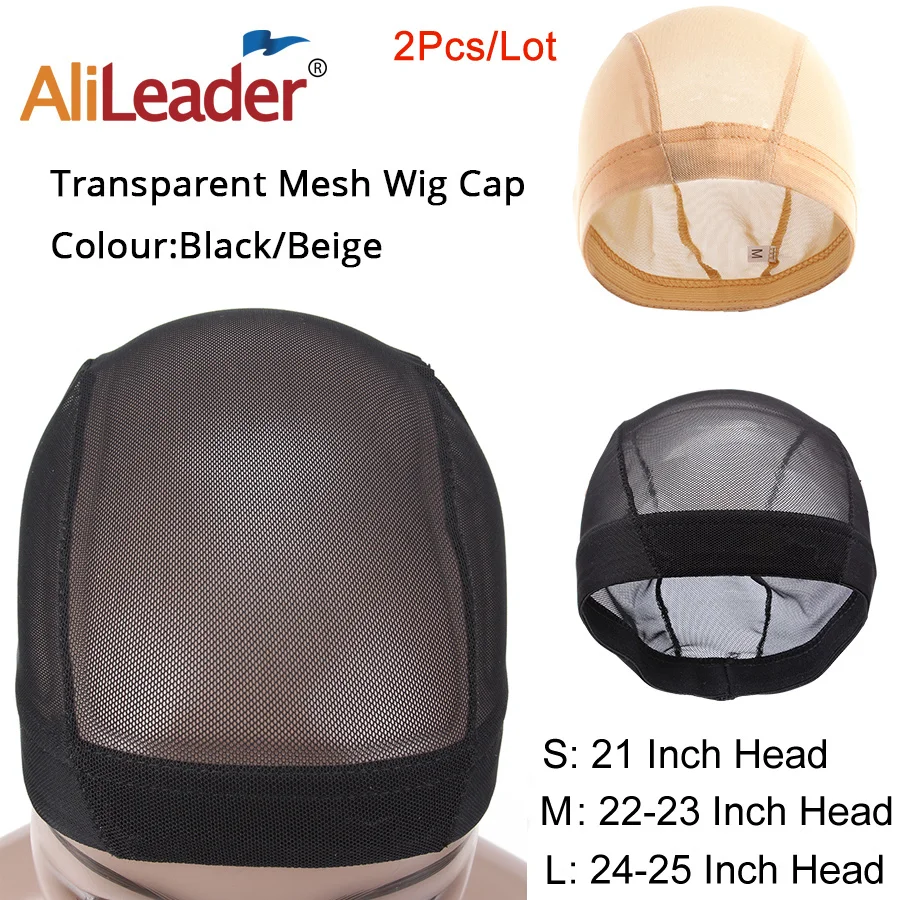 Alileader, 2 шт./партия, черный блонд, Обнаженная сетка, купольная Кепка, вентилируемая шапочка для парика, дышащая сетчатая шапка с сеткой, размер S/M/L