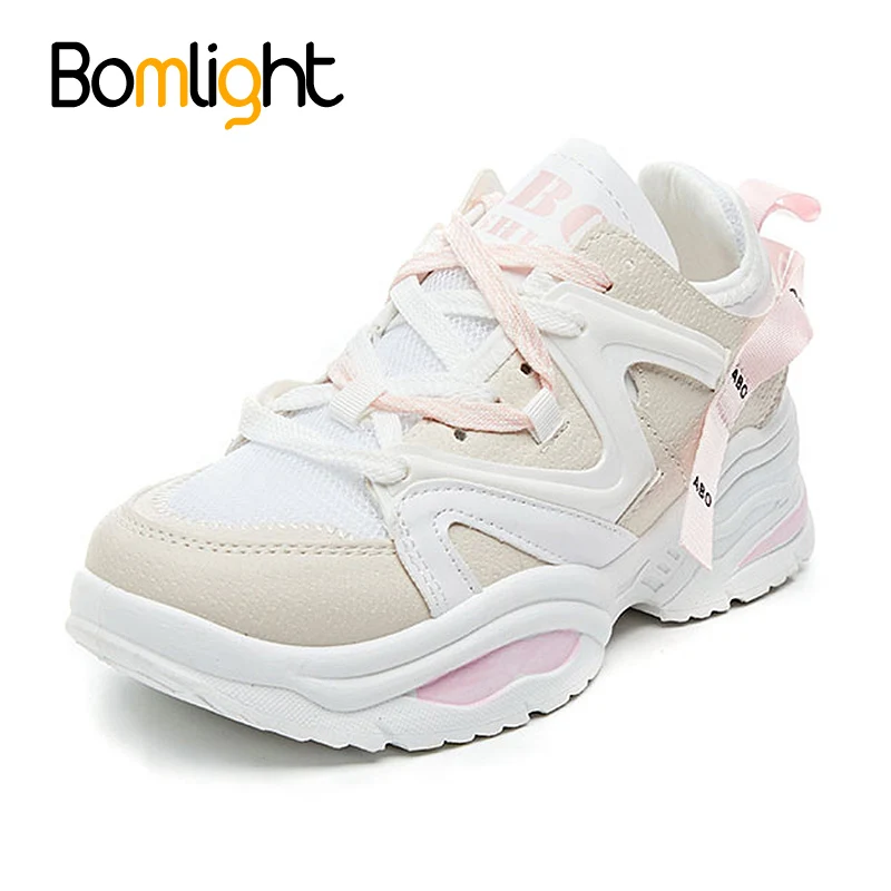 Bomlight Girl Pink Chunky Sneakers Women Platform Shoes Height Increasing Casual Shoes Woman Female Coloful Baskets Dropshipping