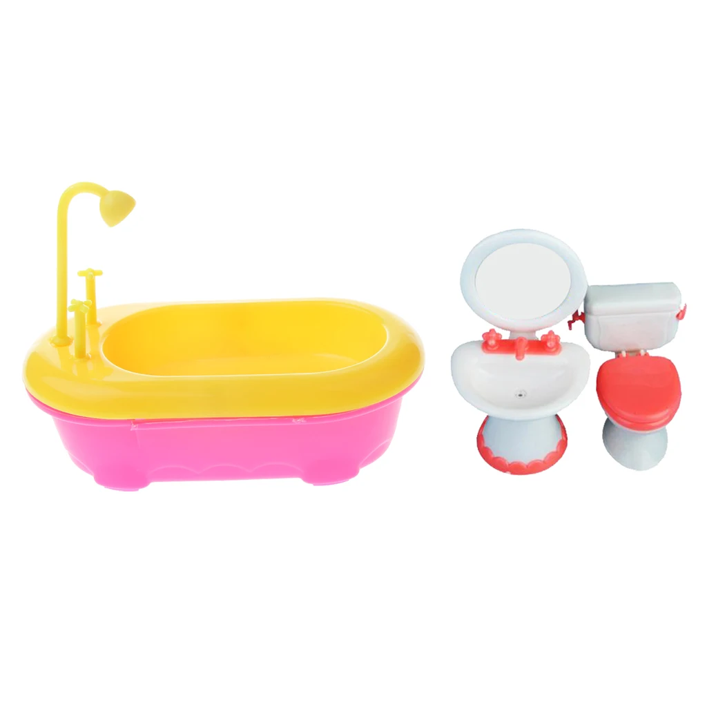 Миниатюрный набор для ванной комнаты ванночка туалета аксессуары кукольного