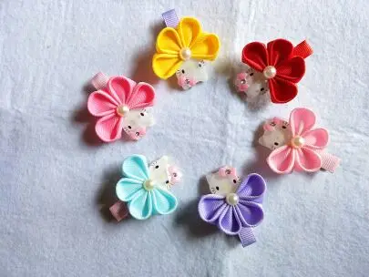 

2017 pet diy accessories Manual hair wholesale KitI cat with brick Maotou bowknot hairpin 30pcs