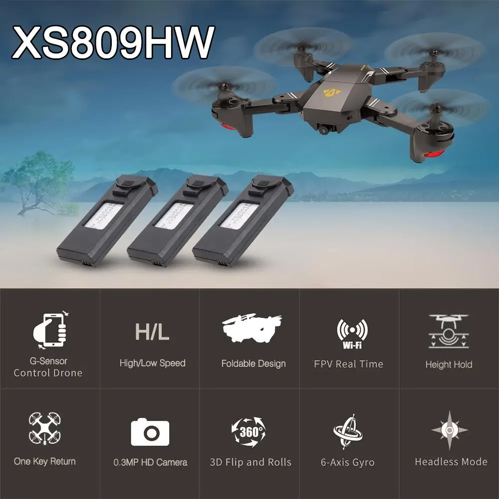 VISUO XS809W XS809HW Wifi FPV складной селфи Дрон с камерой стабилизация высоты RC
