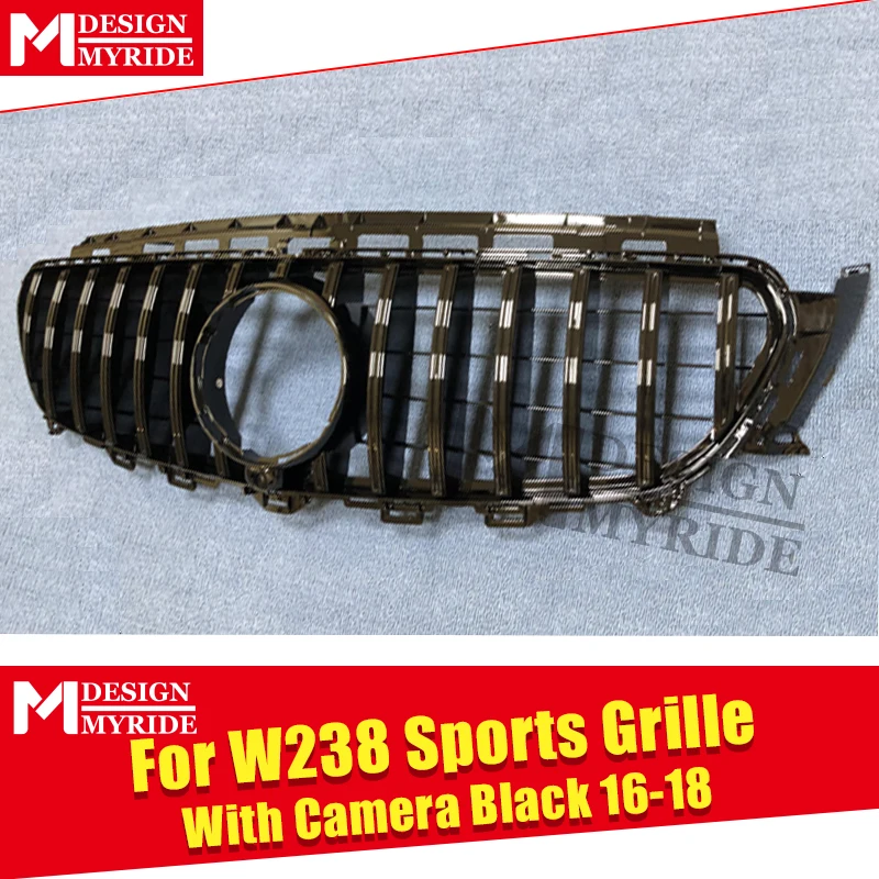 Передняя решетка для Mercedes W238 Coupe Grill GT R Style W/Camera ABS Gloss Black E200 E250 E300 E350 400 500 E63 Look Grills