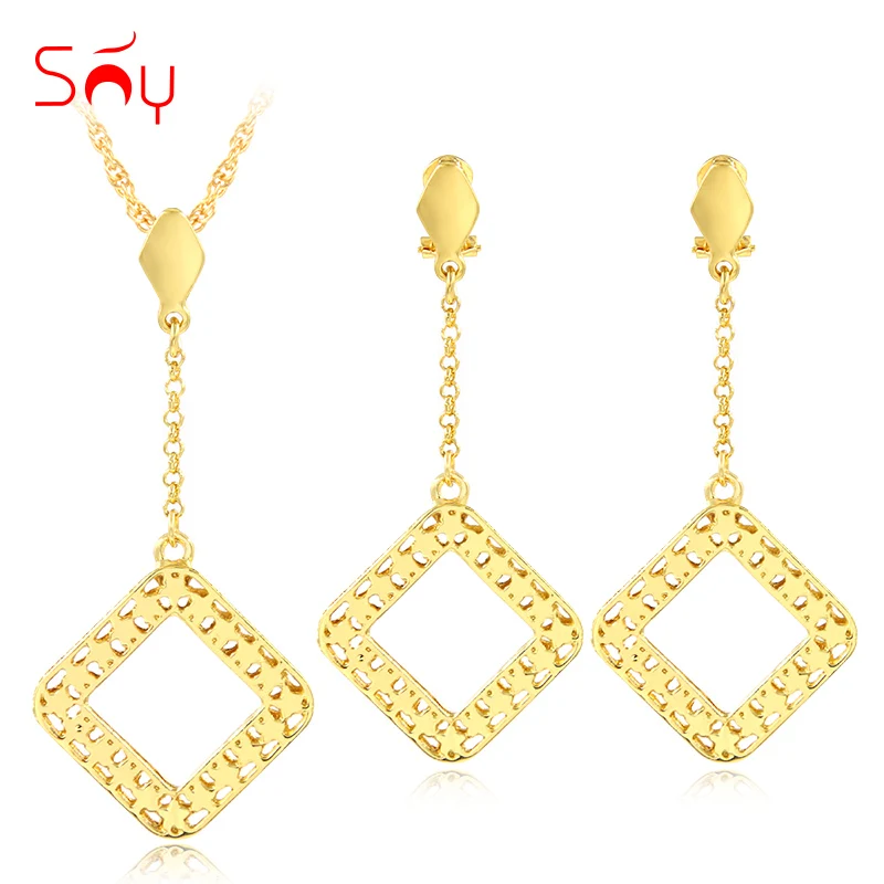 Sunny Jewelry Модные Ювелирные наборы для женщин колье серьги Кулон Квадратные Дубай