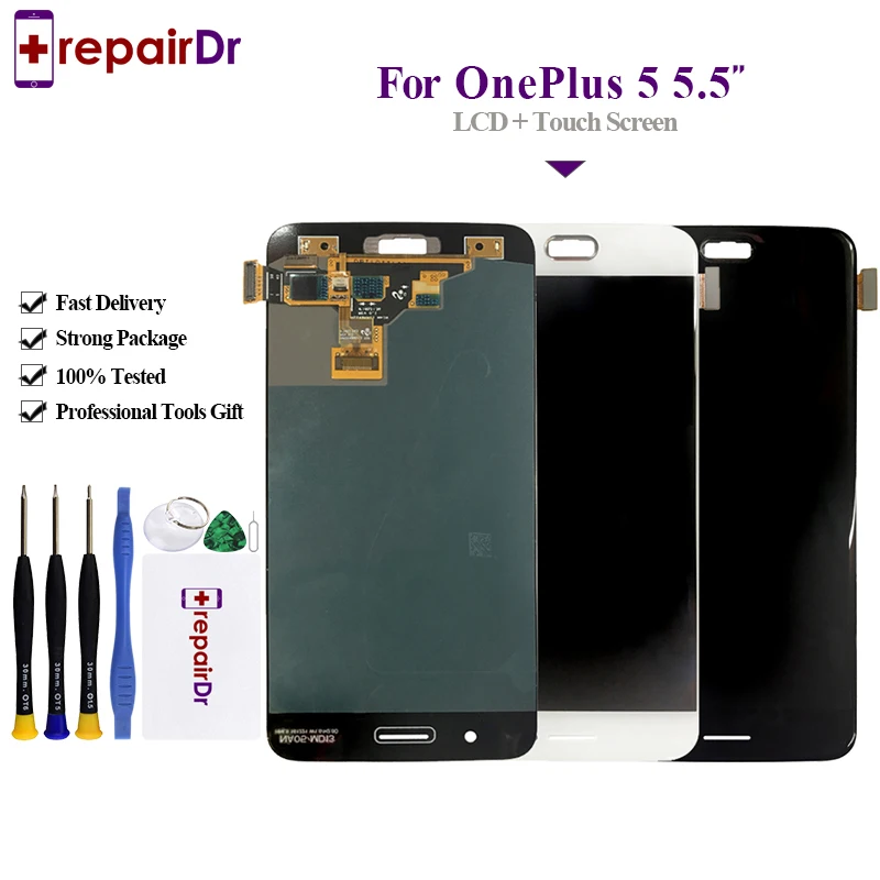 100% протестирован для Oneplus 5 ЖК дисплей сенсорная панель полная сборка A5000 пять
