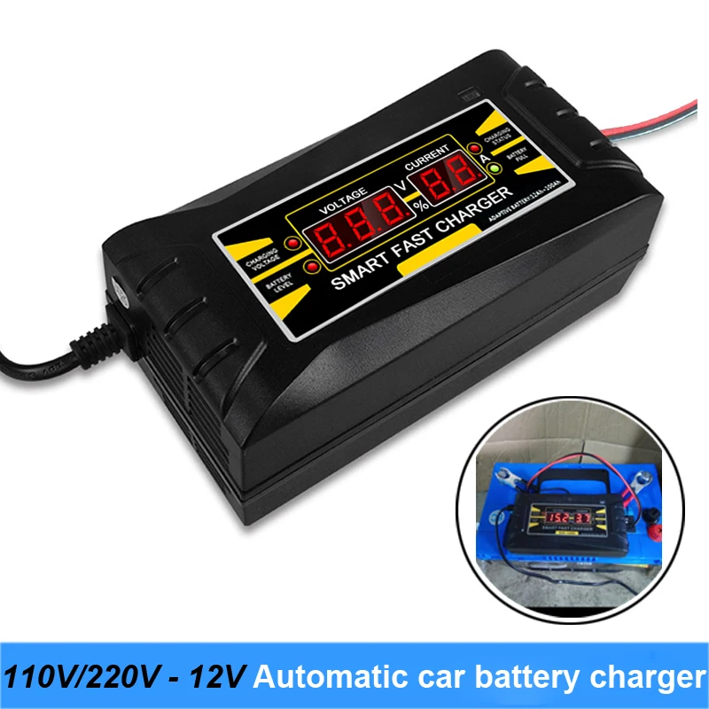 Full Automatic Car Battery Charger 110V/220V To 12V 6A 10A Smart Fast Power Charging Suitable for car motorcycle battery Turmera |