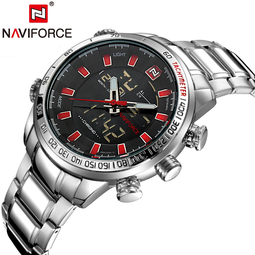 NAVIFORCE Роскошные спортивные наручные часы Мужские Водонепроницаемые Мужские часы Мужские Цифровые кварцевые аналоговые часы Военные Relogio Masculino