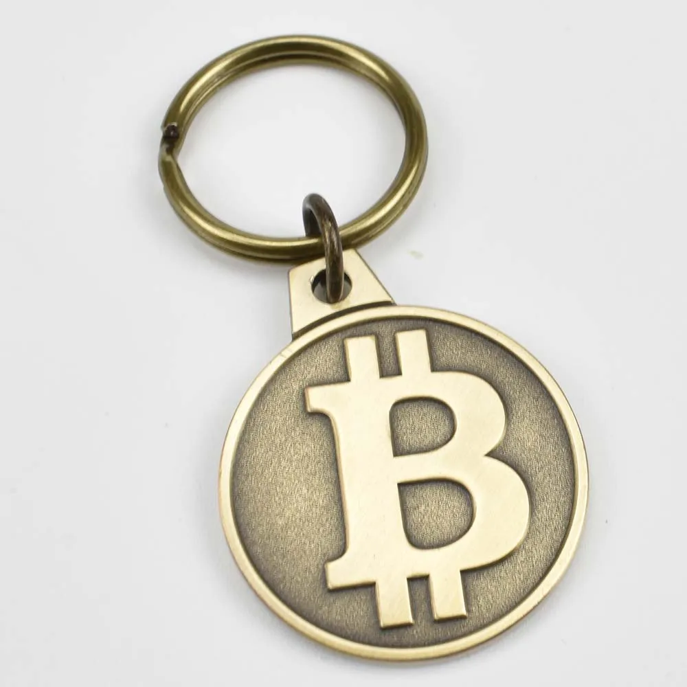 Популярный 25 мм Биткойн брелок позолоченный или античный латунный Cryptocurrency 2