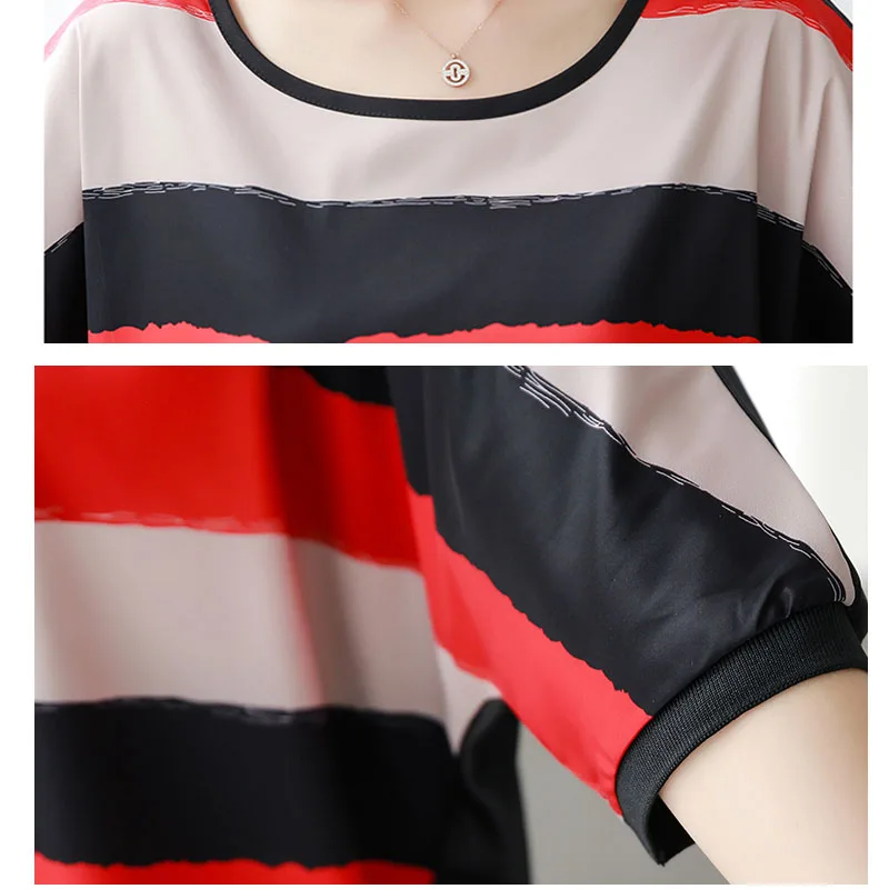 

blusas mujer de moda 2021 summer blouse for women plus size tops striped chiffon blouse shirt womens tops and blouses 4542 50