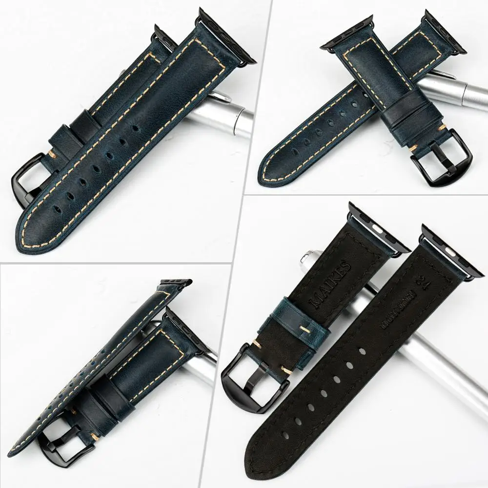 Ремешок кожаный для Apple watch band 42 мм 38 series 3/2/1 44 40 | Наручные часы