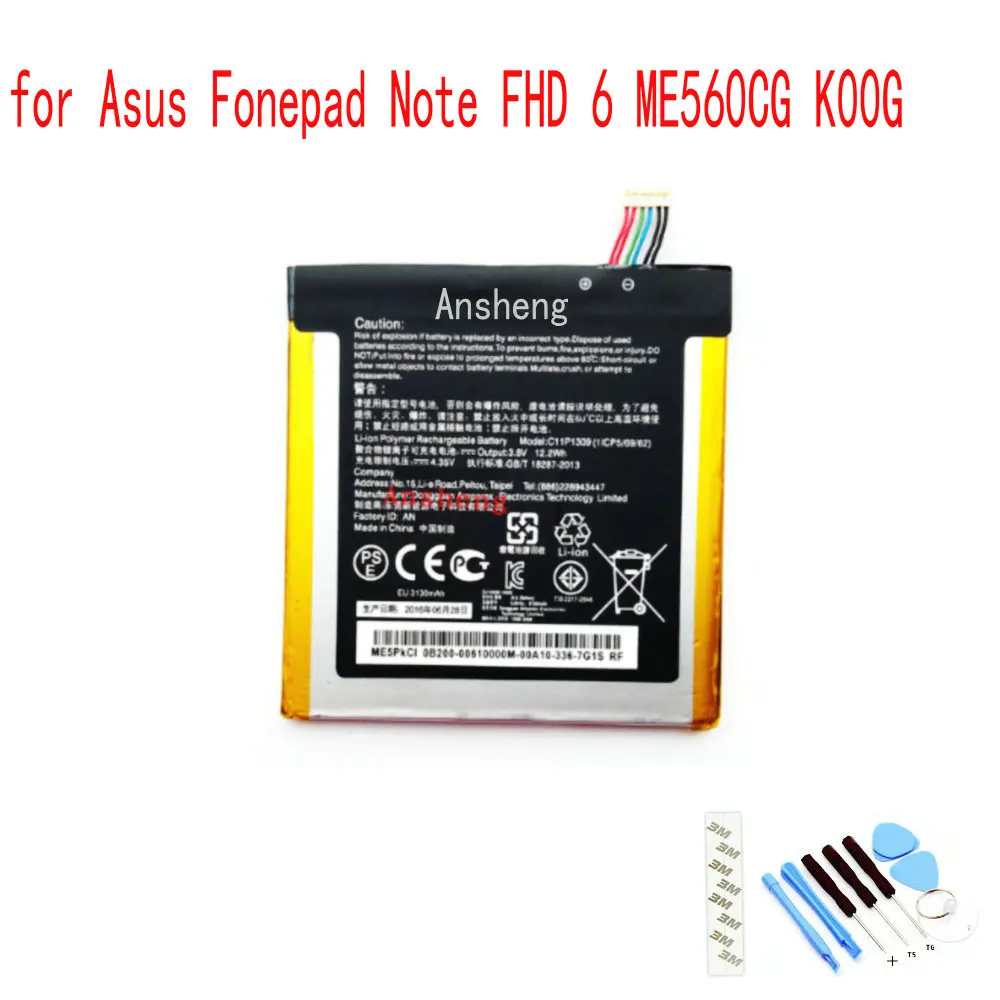 Оригинальный аккумулятор Ansheng C11P1309 3130 мАч для Asus Fonepad Note FHD 6 ME560CG K00G мобильный